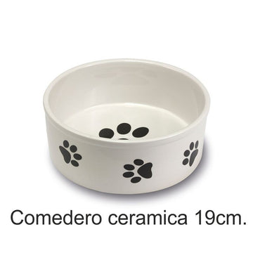 Comedero Ceramica Huellas 19 cm.