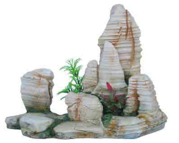 Decoracion Roca con Planta 23x12x17cm.