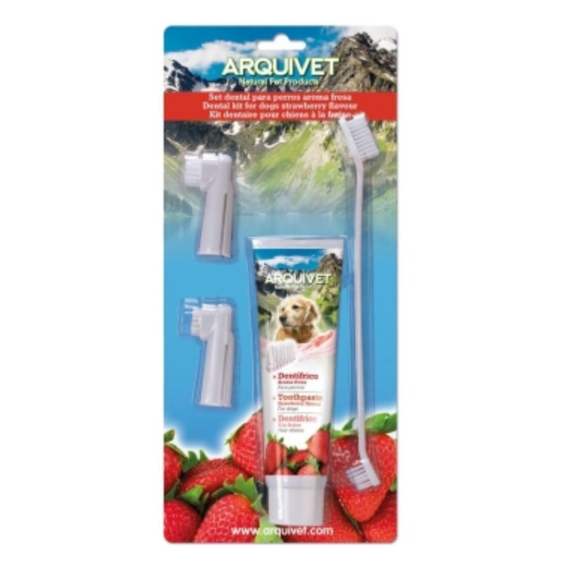 SET DENTAL PARA PERROS AROMA FRESA 